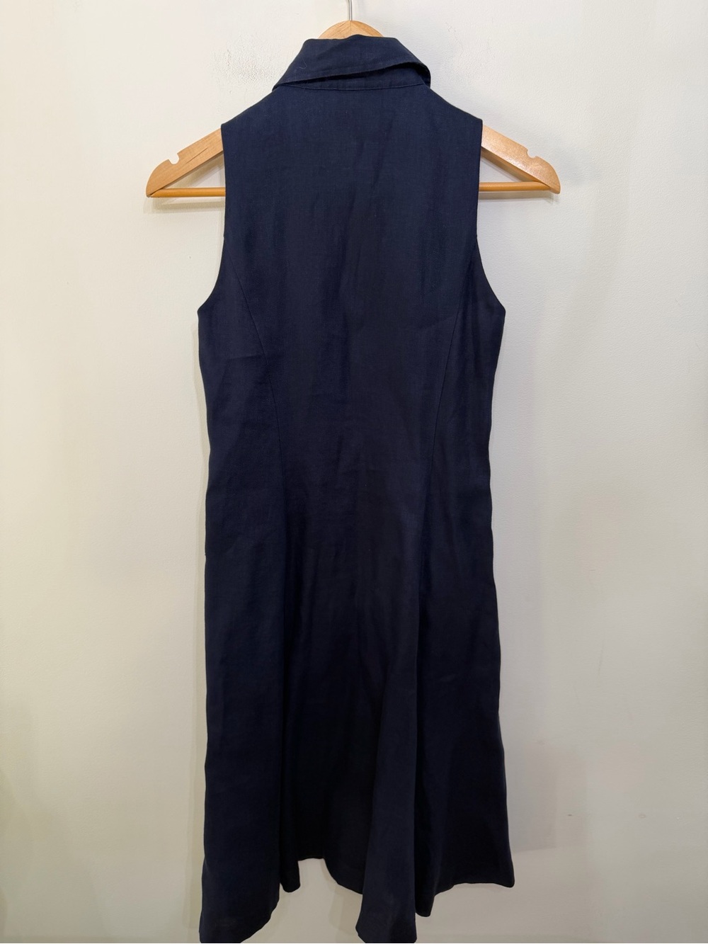Lauren Ralph Lauren Navy Blue Linen Sleeveless Button Down Dress CBK Women’s  4 - Picture 5 of 9